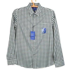 Apt 9 Non Iron Premier Flex Shirt Blue Plaid‎ Long Sleeve L Large